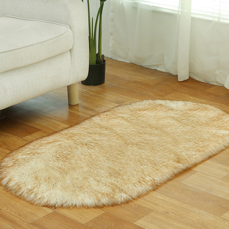 Multi Colored Plain Rug Faux Fur Minimalist Carpet Non-Slip Pet Friendly Stain Resistant Rug for Sitting Room