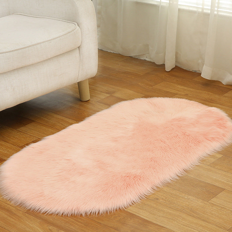 Multi Colored Plain Rug Faux Fur Minimalist Carpet Non-Slip Pet Friendly Stain Resistant Rug for Sitting Room