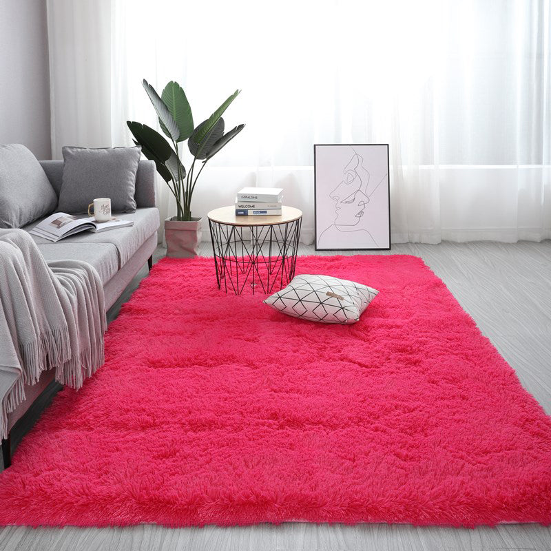 Soft Solid Rug Multi-Colored Minimalist Rug Fluffy Washable Pet Friendly Anti-Slip Backing Carpet for Home