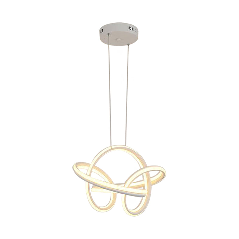 Seamless Curve Chandelier Light Simple Acrylic White/Coffee LED Ceiling Pendant Light for Living Room