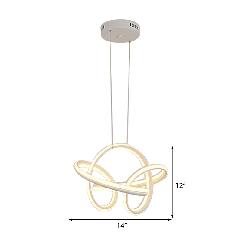 Seamless Curve Chandelier Light Simple Acrylic White/Coffee LED Ceiling Pendant Light for Living Room