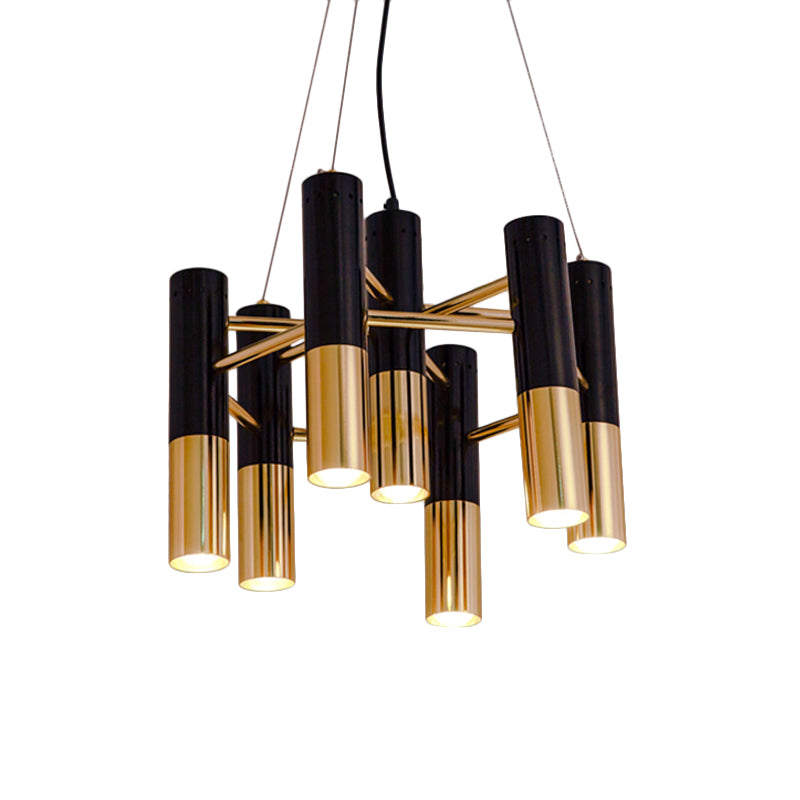 Tube Chandelier Light Modern Metal 7/13/19 Lights Gold Hanging Ceiling Lamp in Warm Light for Living Room