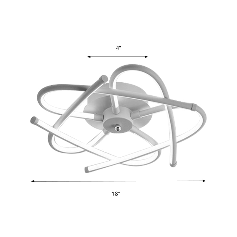 Twisted Flush Lighting modernistische acryl zwart/grijze led inbouw plafondlamp armatuur in wit/warm licht, 18"/25,5"/31,5" breed