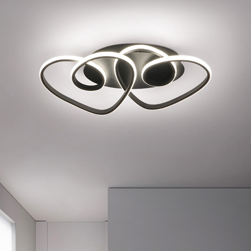 Black Double Love-Shaped Flush-verlichting modernist Led Acryl Flush Plafond Lamp in Warm/Wit/Neutraal Licht