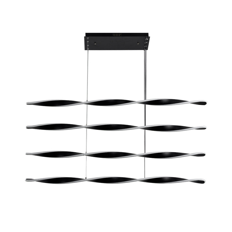 Contemporary LED Chandelier Light with Acrylic Black Spiral Pendant Light for Dining Room