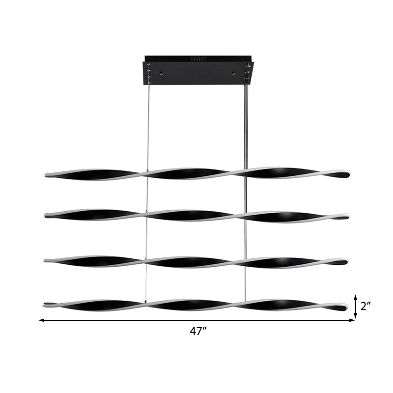 Contemporary LED Chandelier Light with Acrylic Black Spiral Pendant Light for Dining Room