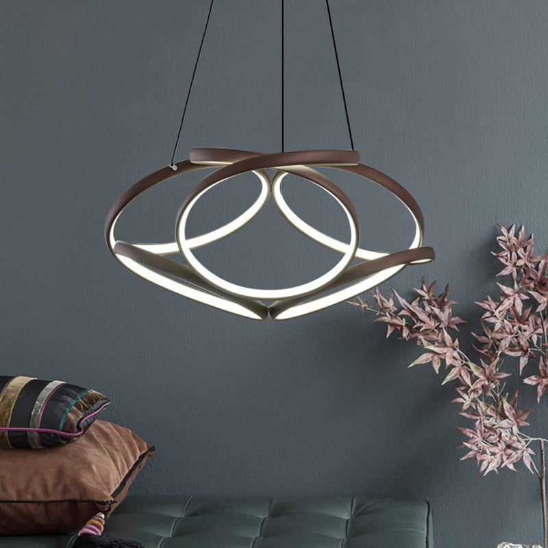 Seamless Curve Chandelier Light Modern Acrylic Coffee LED Suspension Light for Living Room