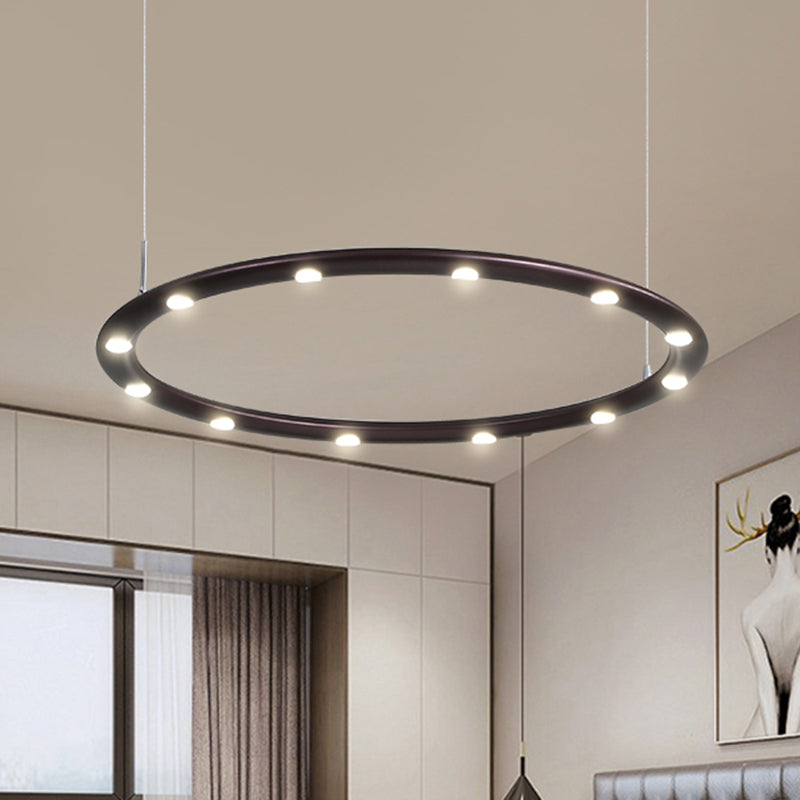 1/2 Tiers Ring Chandelier Light Modern Acrylic Black/White Bedroom LED Hanging Light in Warm/White Light