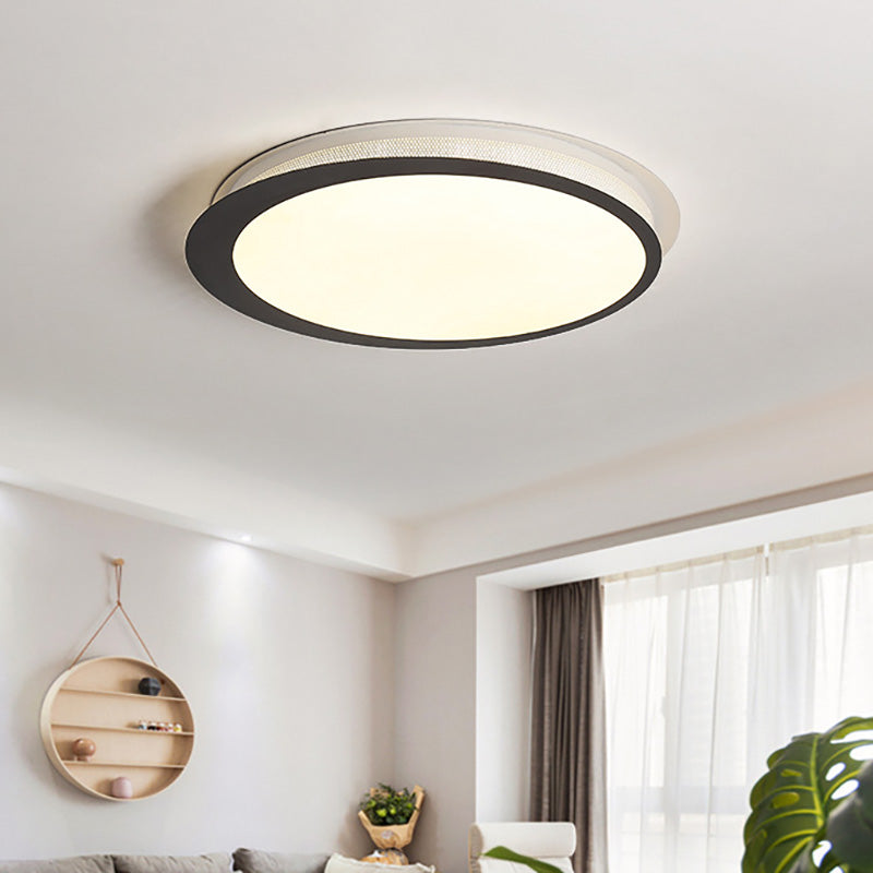 Cirkelvormige inbouwlamp, eigentijdse metalen LED-plafondmontagelamp met acryldiffusor in wit/warm licht