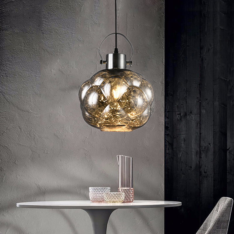 Wereldwijde hanglamp Modern handgeblazen glas 1 licht chroom/goud/roségouden plafondlamp voor eetkamer