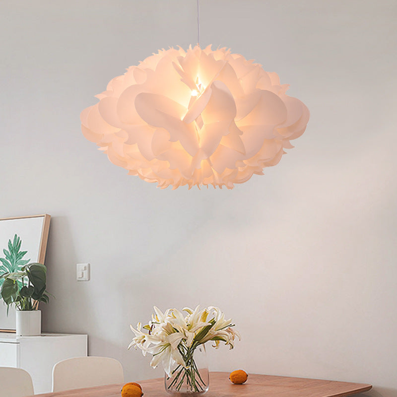 Cloud Hanging Ceiling Light Art Deco Acrylic 1 Light White Suspension Light for Dining Room, 16"/23.5" Wide