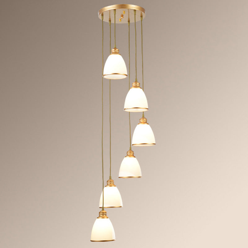 Acconcia tradizionale a campana Multifiling Light Cream Suspension Glass Suspension per soggiorno