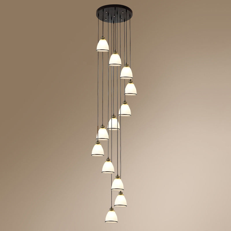 Acconcia tradizionale a campana Multifiling Light Cream Suspension Glass Suspension per soggiorno