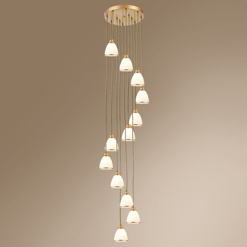 Acconcia tradizionale a campana Multifiling Light Cream Suspension Glass Suspension per soggiorno