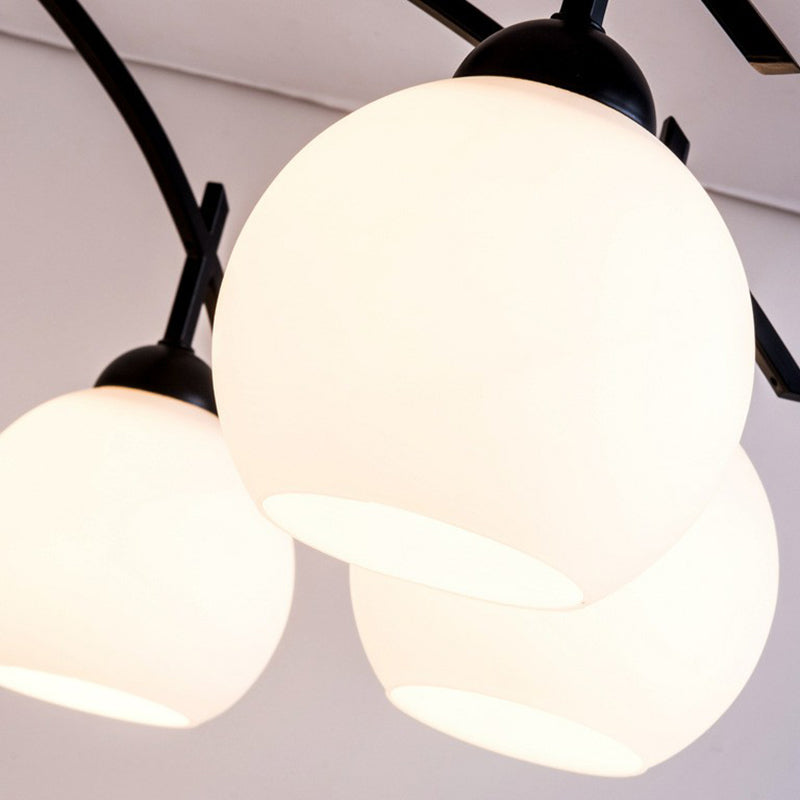 Sfera tradizionale semifulò il lampadario del soffitto in vetro in vetro in vetro in nero per soggiorno