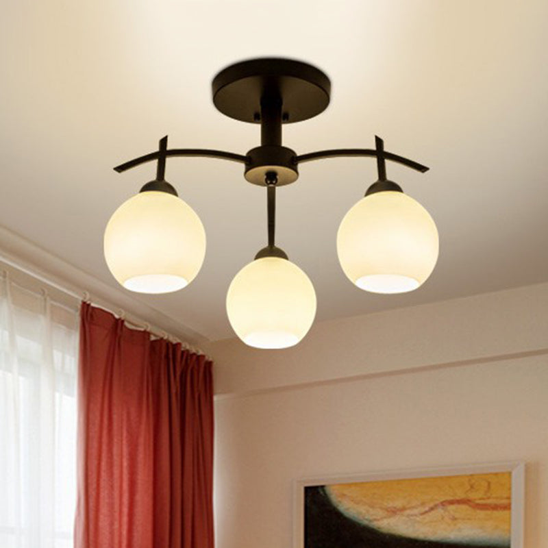 Sfera tradizionale semifulò il lampadario del soffitto in vetro in vetro in vetro in nero per soggiorno