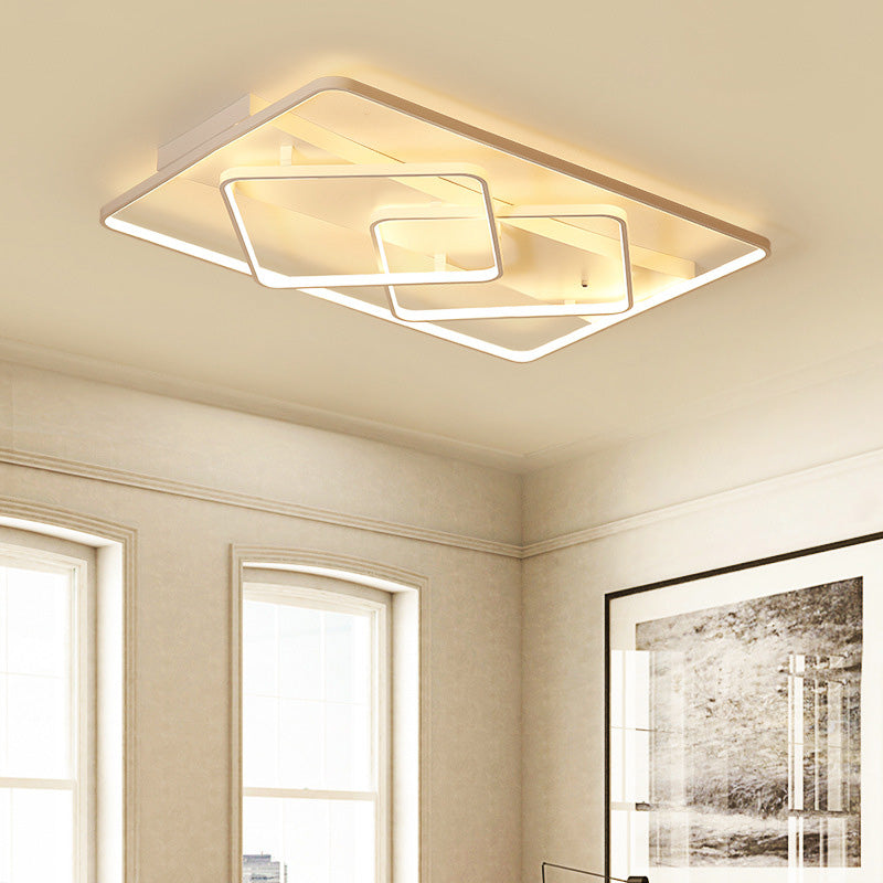 Lampada da incasso geometrica bianca Lampada da soffitto moderna in metallo a LED con luce bianca/calda, larghezza 34,5"/39"