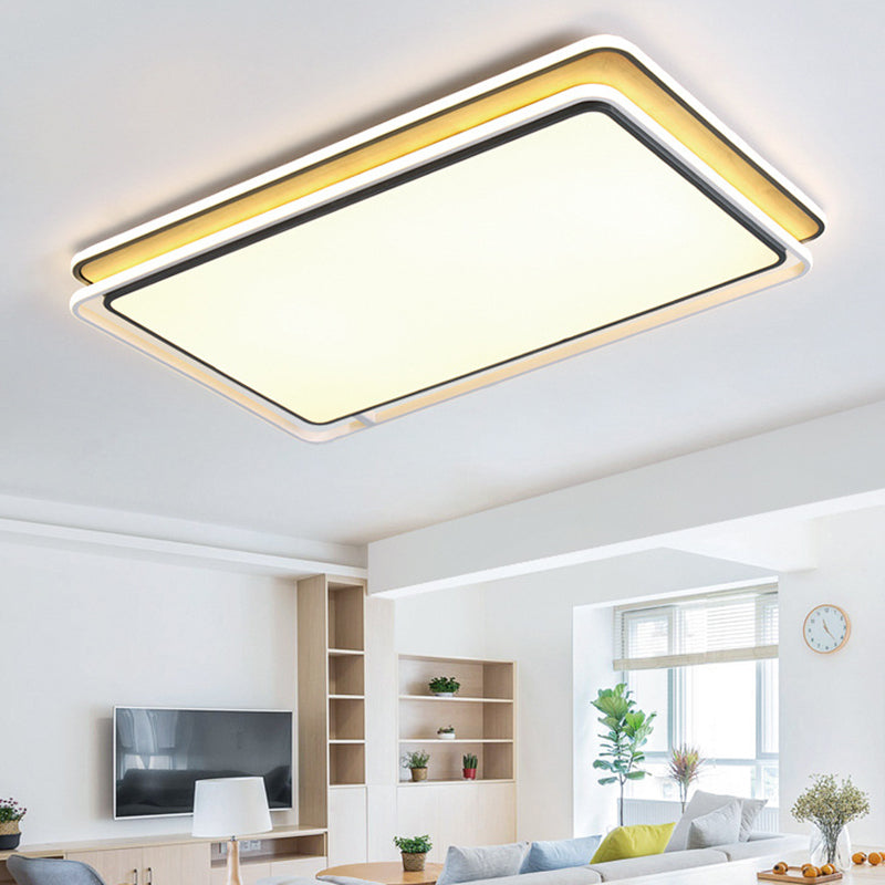 Zwarte Rechthoekige Flush Mount Light Armatuur Modern LED metaal dicht bij plafond lamp in wit/warm licht