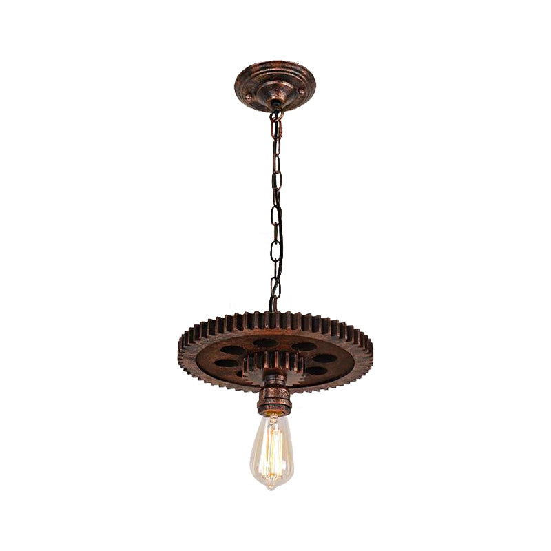 Gear Ceiling Lamp Metal 1/6 Bulb Industrial Dining Room Pendant Lighting in Bronze