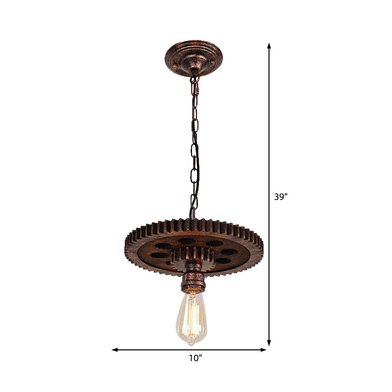 Gear Ceiling Lamp Metal 1/6 Bulb Industrial Dining Room Pendant Lighting in Bronze