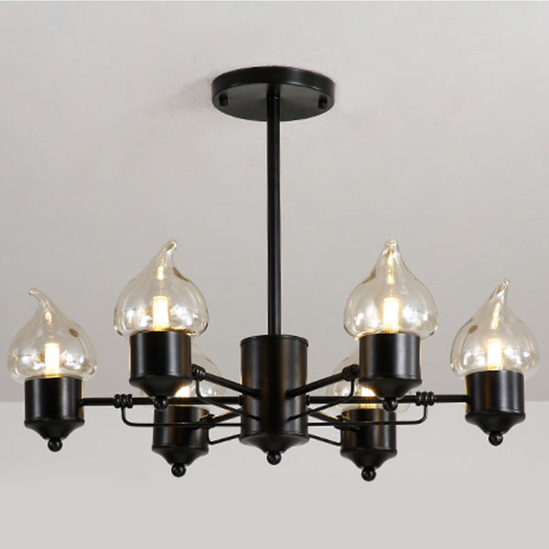 Clear Glass Cylinder Hanging Chandelier Industrial 3/6 Light Living Room Pendant Light with Round Canopy