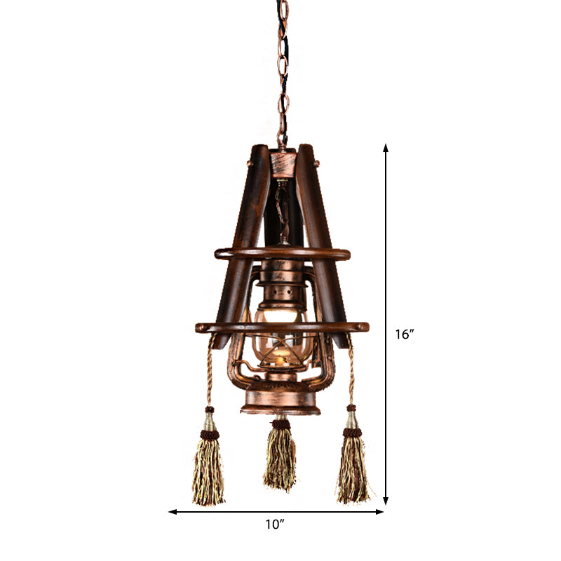 Lantern Dining Room Hanging Light Kit Coastal Clear Glass 1 Light Weathered Copper Pendant Lighting