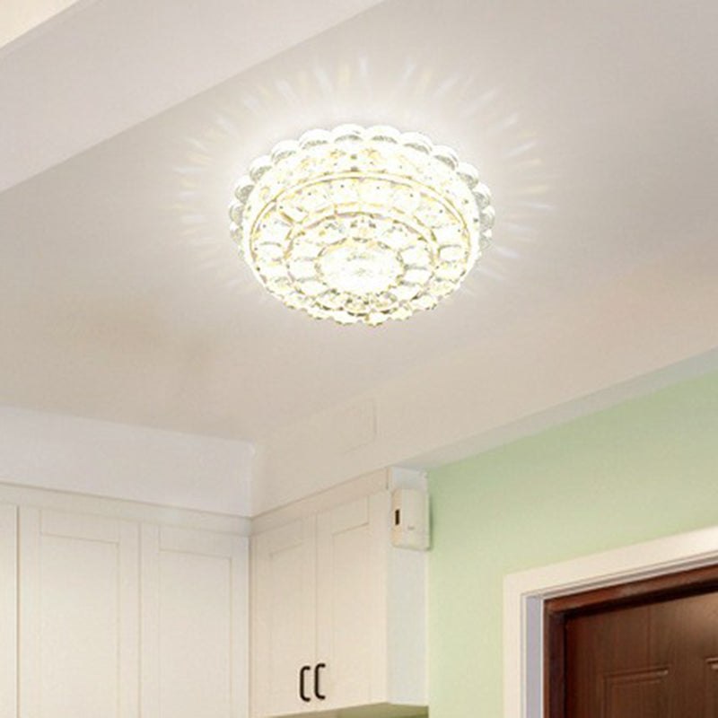 Crystal Round Flush Light Artistic Clear LED Flush Ceiling Light Fixture for Entryway