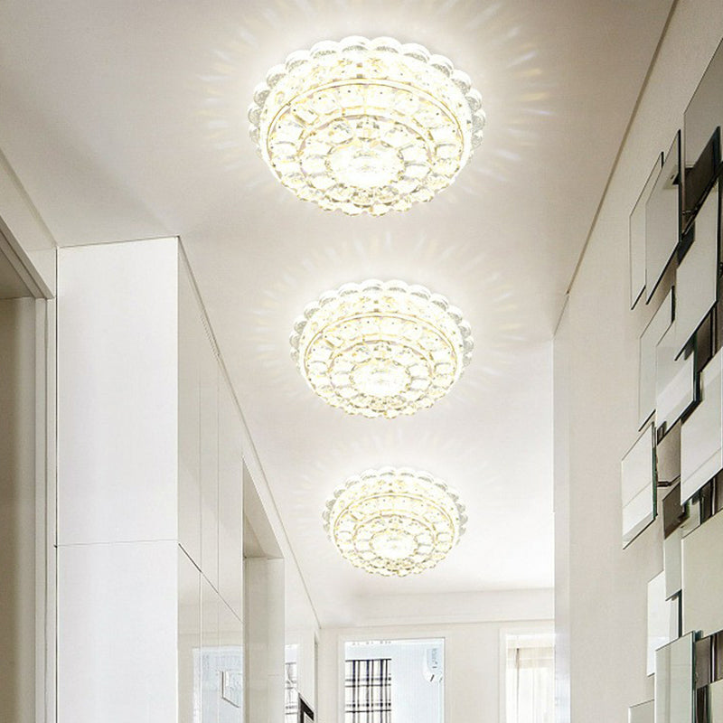 Crystal Round Flush Light Artistic Clear LED Flush Ceiling Light Fixture for Entryway