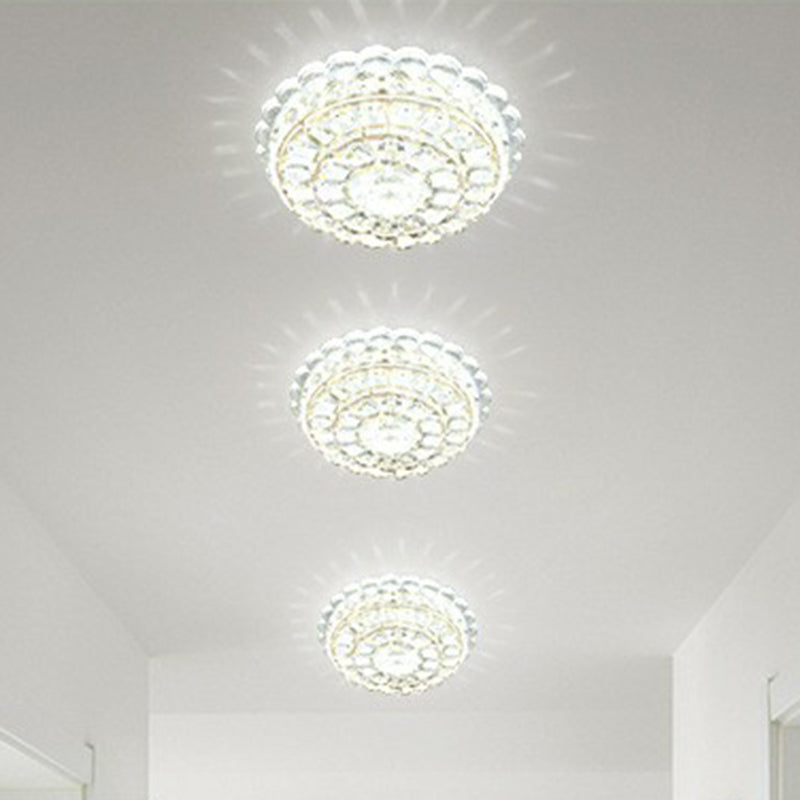 Crystal Round Flush Light Artistic Clear LED Flush Ceiling Light Fixture for Entryway