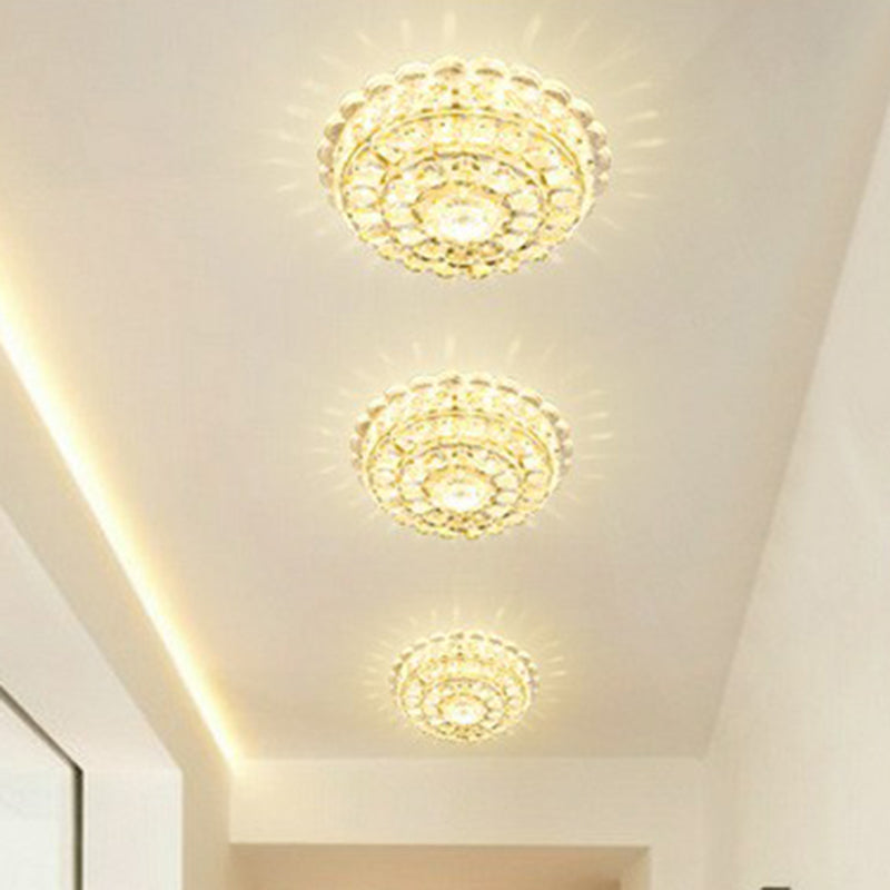 Crystal Round Flush Light Artistic Clear LED Flush Ceiling Light Fixture for Entryway