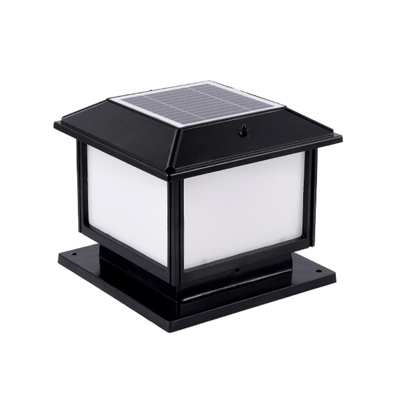 Rectangle Shade Acrylic LED Landscape Lamp Traditional Outdoor Solar Post Lighting