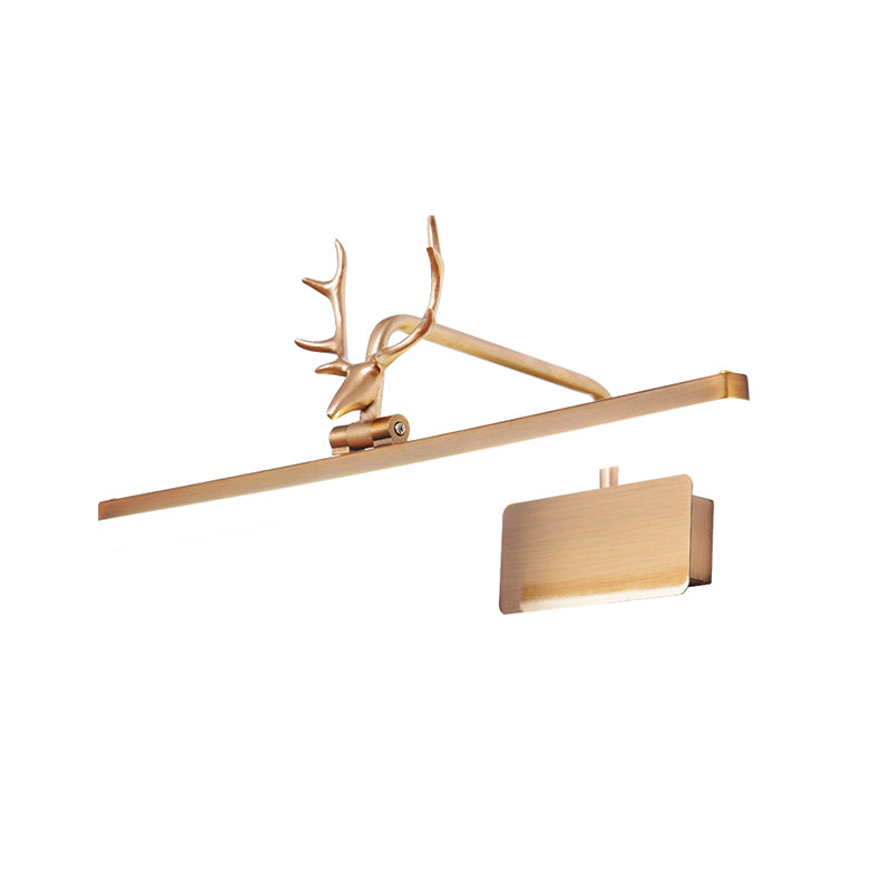 Linear Metal Vanity Wall Lamp Modernist Led White/Black/Gold Wall Mounted Vanity Light with Antlers Arm in White/Natural Light, 17"/20.5"/28" Wide