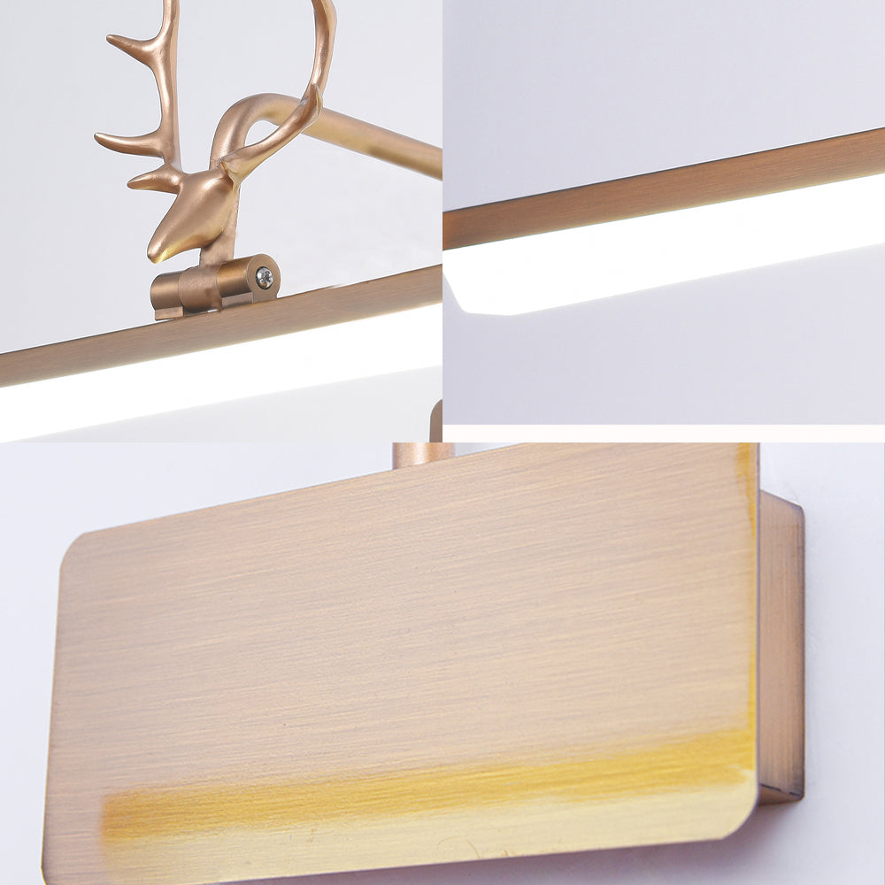 Linear Metal Vanity Wall Lamp Modernist Led White/Black/Gold Wall Mounted Vanity Light with Antlers Arm in White/Natural Light, 17"/20.5"/28" Wide