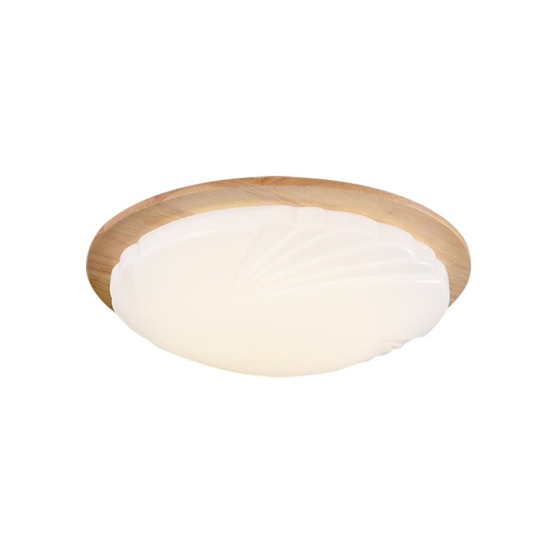 12"/15" Wide Sphere Flush Mount Contemporary Acrylic Beige LED Flush Mount Lamp with Wood Canopy