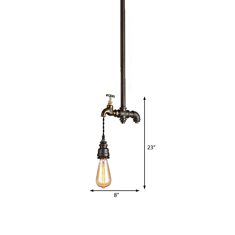 Black 1 Light Pendant Lighting Industrial Metal Exposed Bulb Hanging Lamp for Dining Room