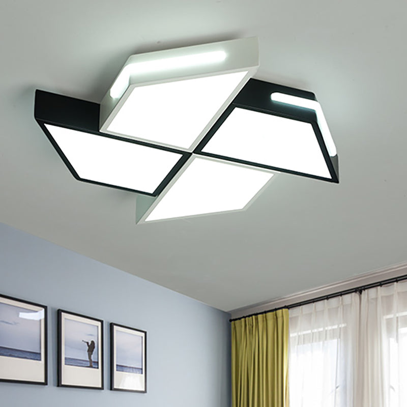 Lampada da soffitto moderna a incasso in acrilico a LED in bianco e nero con luce bianca, larghezza 18"/23,5"