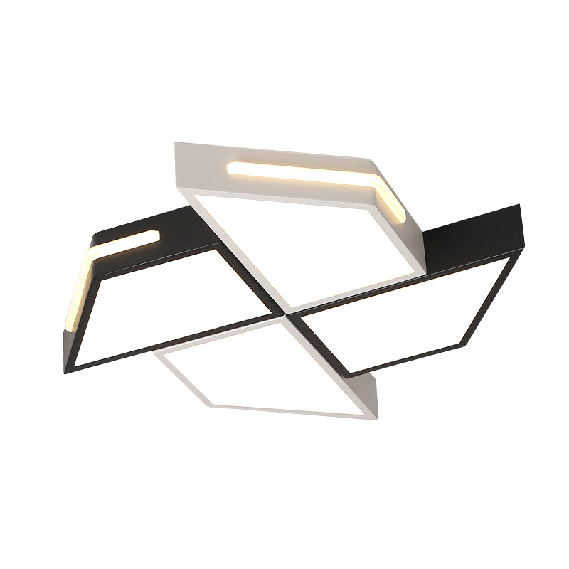 Lampada da soffitto moderna a incasso in acrilico a LED in bianco e nero con luce bianca, larghezza 18"/23,5"