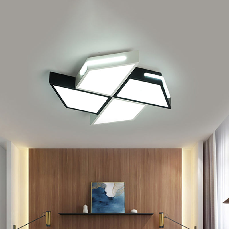 Lampada da soffitto moderna a incasso in acrilico a LED in bianco e nero con luce bianca, larghezza 18"/23,5"