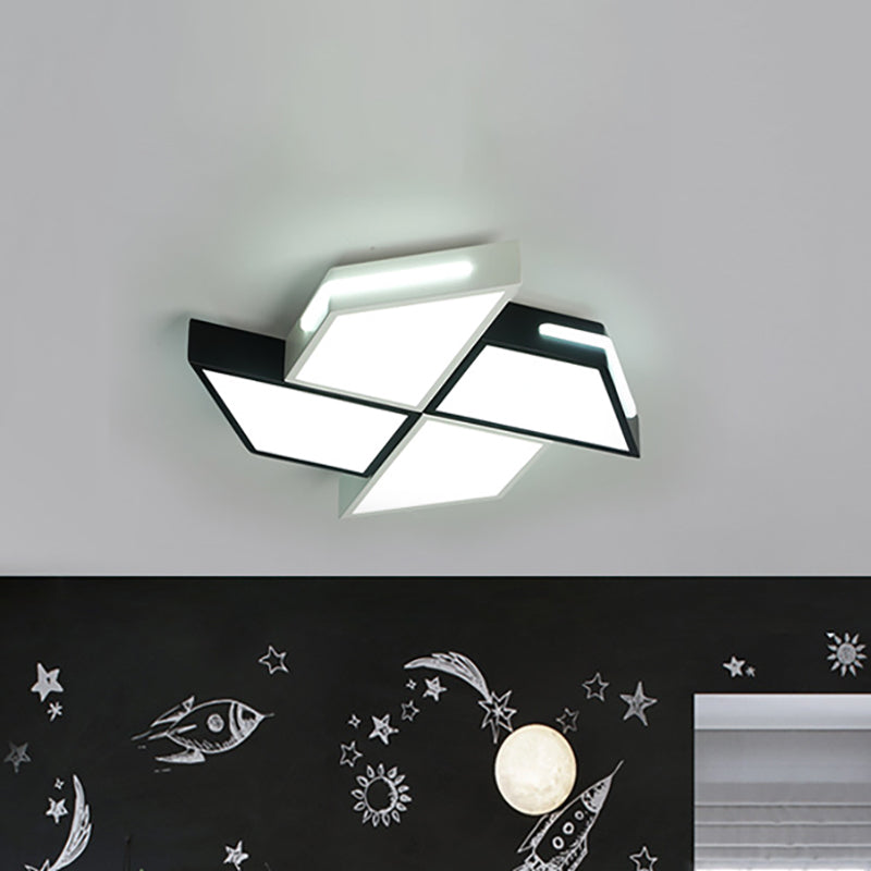 Éclairage à vent noir et blanc Éclairage de la torches à voile moderne Poussée acrylique Plafond Fixture à la lumière blanche, 18 "/23.5" Wide