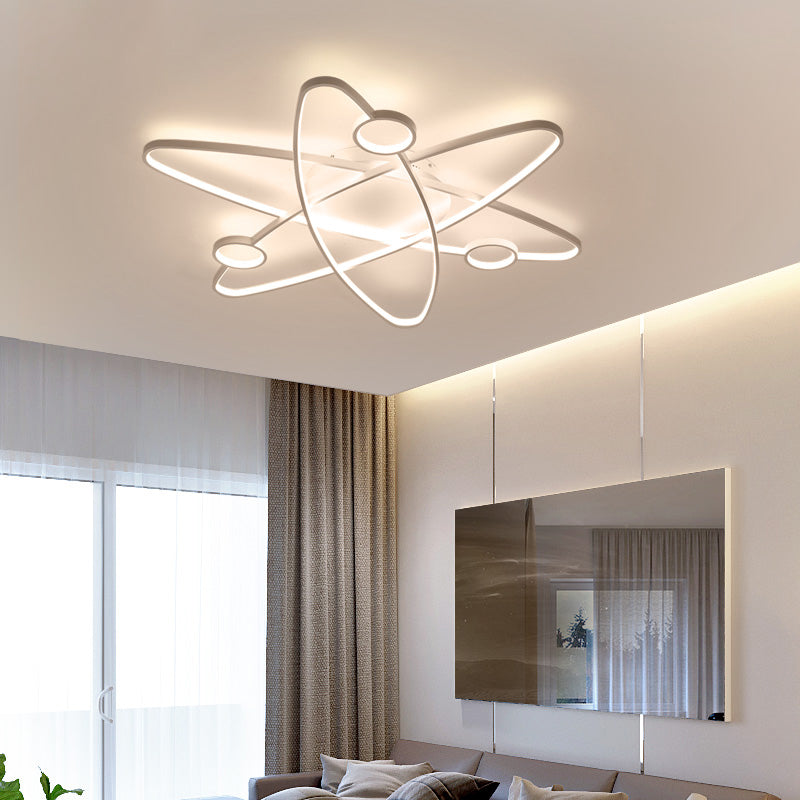 Lampada da soffitto a incasso ovale moderna in acrilico bianco/caffè Lampada da soffitto a incasso contemporanea a LED in luce bianca/calda, larghezza 23,5"/31,5"/39"