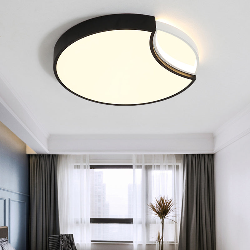 Acrylic Circle Flush Mount Contemporary Led Black Flush Ceiling Light Fixture for Bedroom in Warm/White/Neutral Light, 16"/19.5" Wide