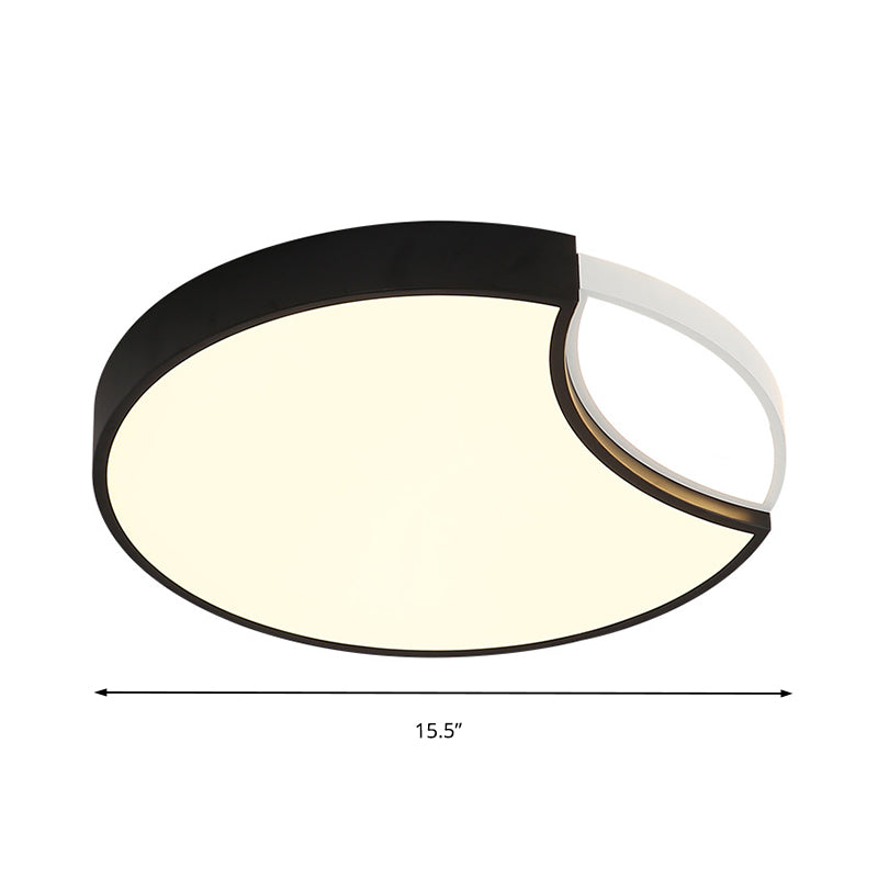 Acryl Circle Flush Mount Zeitgenössische Led Schwarz Flush Deckenleuchte für Schlafzimmer im Warm/Weiß/Neutrallicht, 16"/19.5" breit