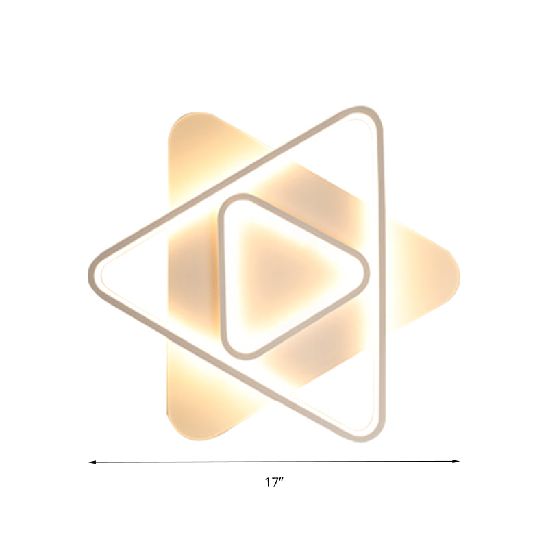 Éclairage encastré triangulaire blanc, plafonnier Led moderne en acrylique de 17/21/25 pouces de large, lumière blanche/chaude