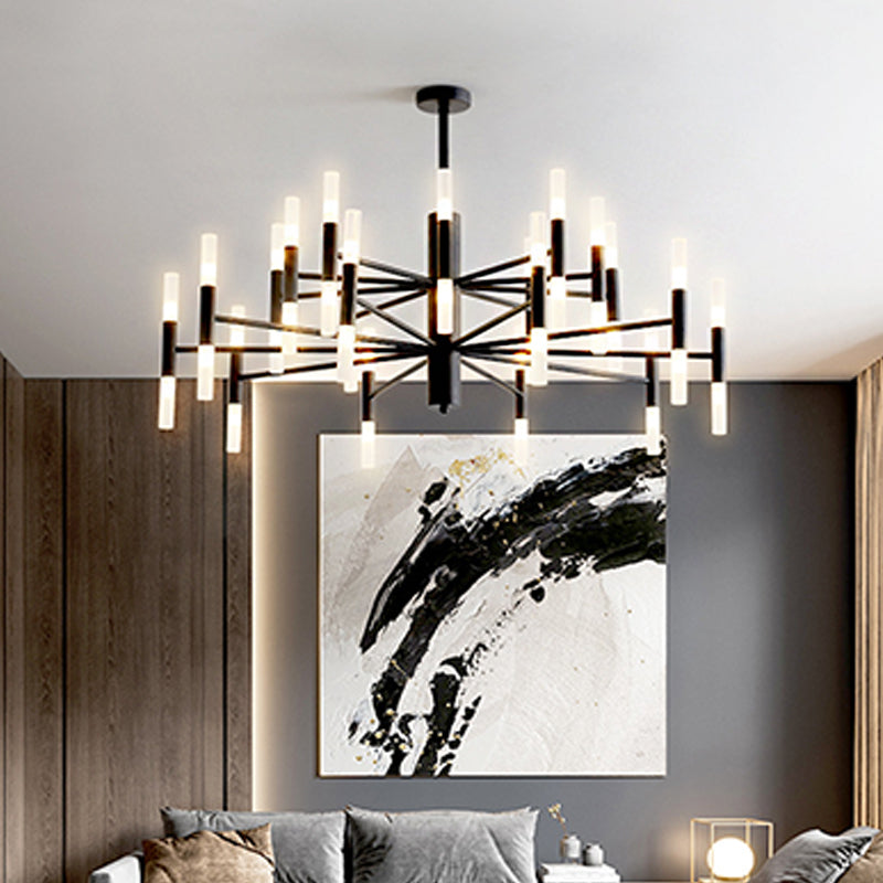 Radial Shaped Living Room Ceiling Lighting Metallic Postmodern LED Chandelier Light Fixture