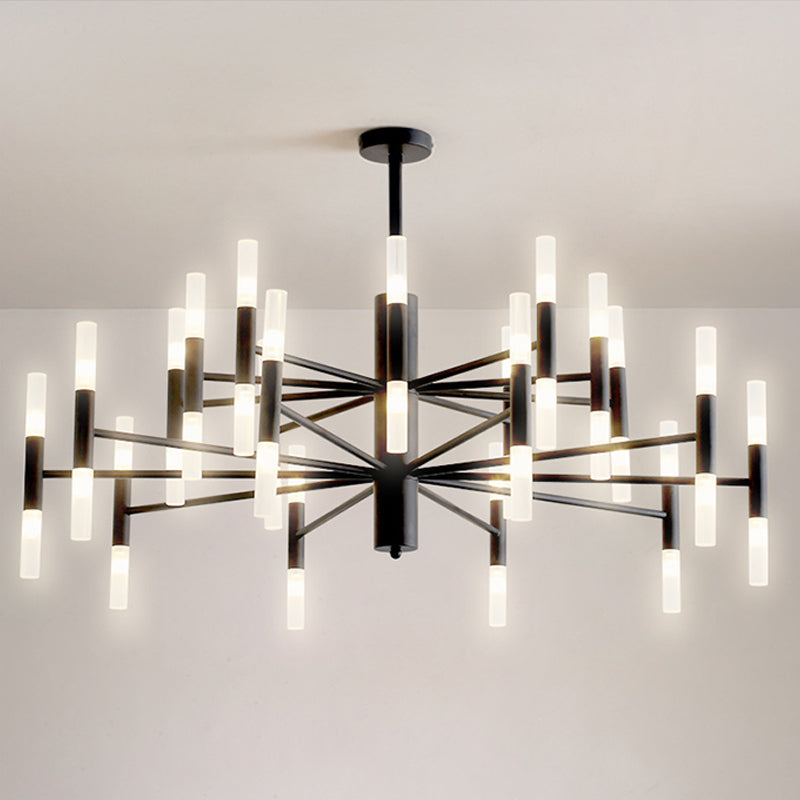 Radial Shaped Living Room Ceiling Lighting Metallic Postmodern LED Chandelier Light Fixture