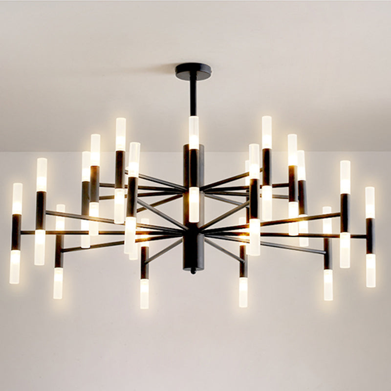 Radial Shaped Living Room Ceiling Lighting Metallic Postmodern LED Chandelier Light Fixture