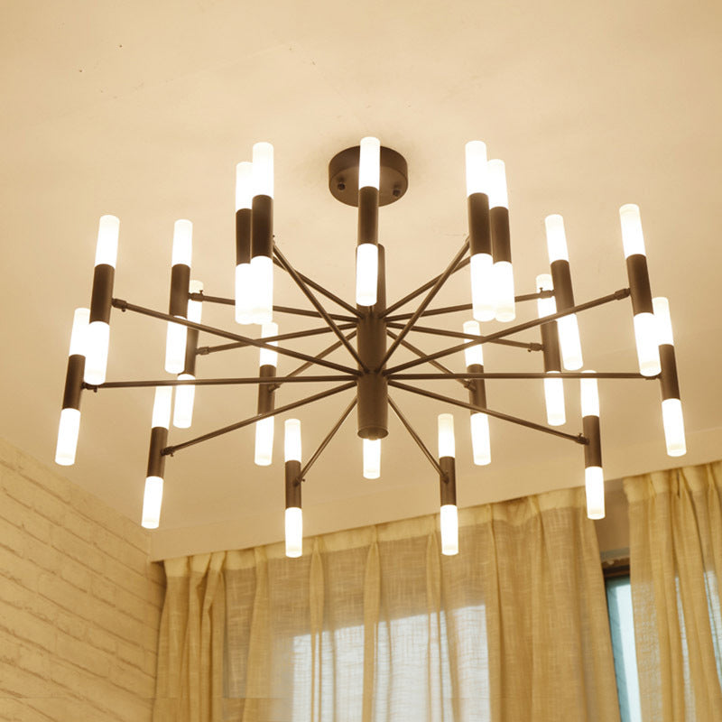 Radial Shaped Living Room Ceiling Lighting Metallic Postmodern LED Chandelier Light Fixture