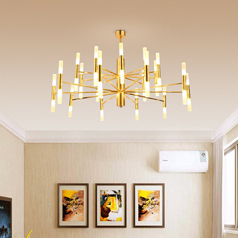 Radial Shaped Living Room Ceiling Lighting Metallic Postmodern LED Chandelier Light Fixture