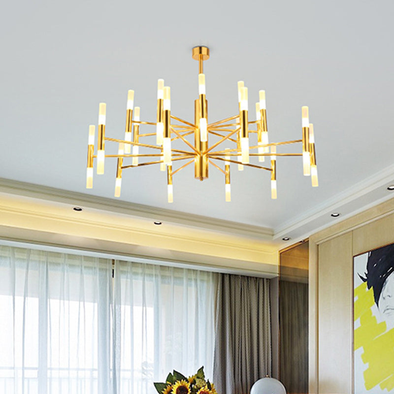 Radial Shaped Living Room Ceiling Lighting Metallic Postmodern LED Chandelier Light Fixture