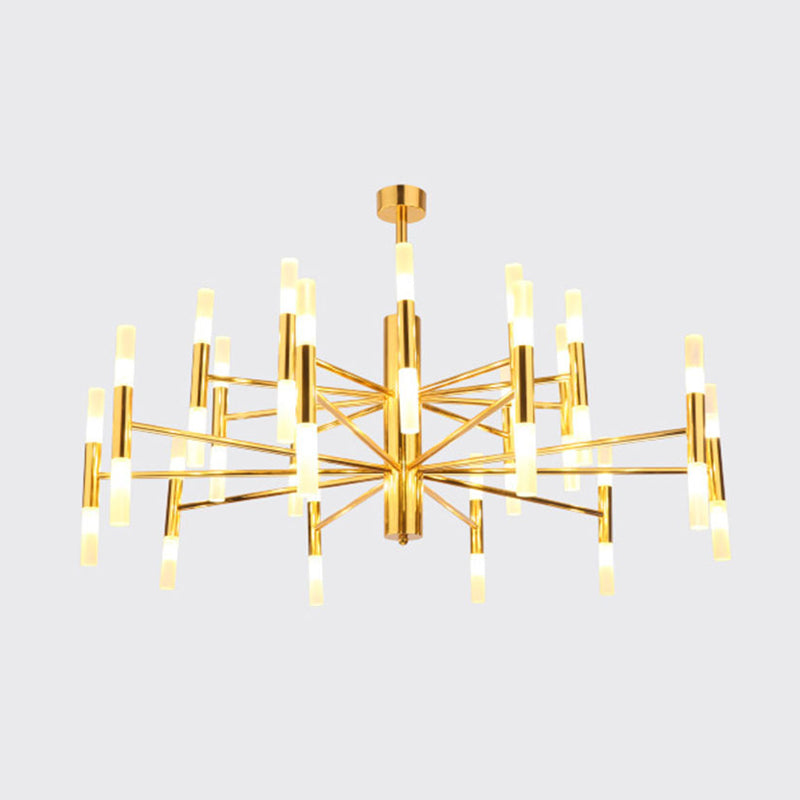 Radial Shaped Living Room Ceiling Lighting Metallic Postmodern LED Chandelier Light Fixture